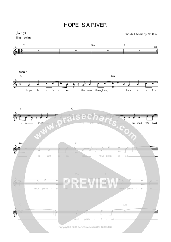 Hope Is A River Lead Sheet (Parachute Band)
