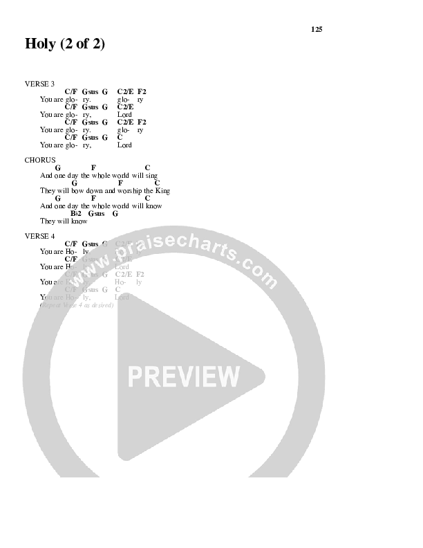 Holy Chord Chart (Twila Paris)