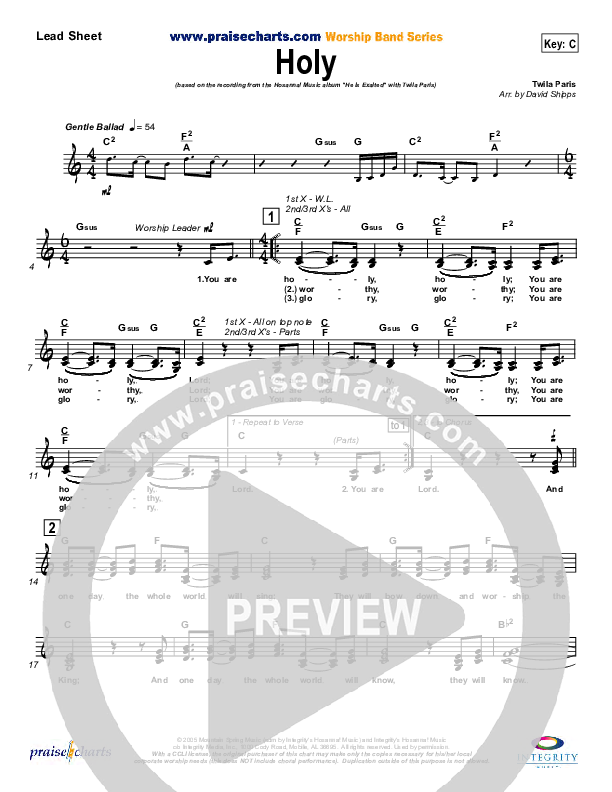 Holy Lead Sheet (Twila Paris)