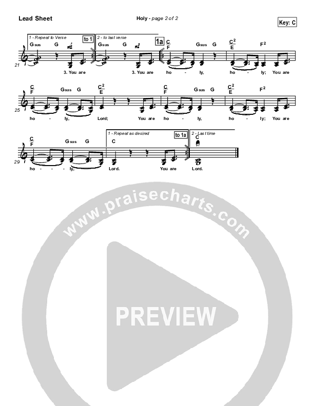 Holy Lead Sheet (SAT) (Twila Paris)
