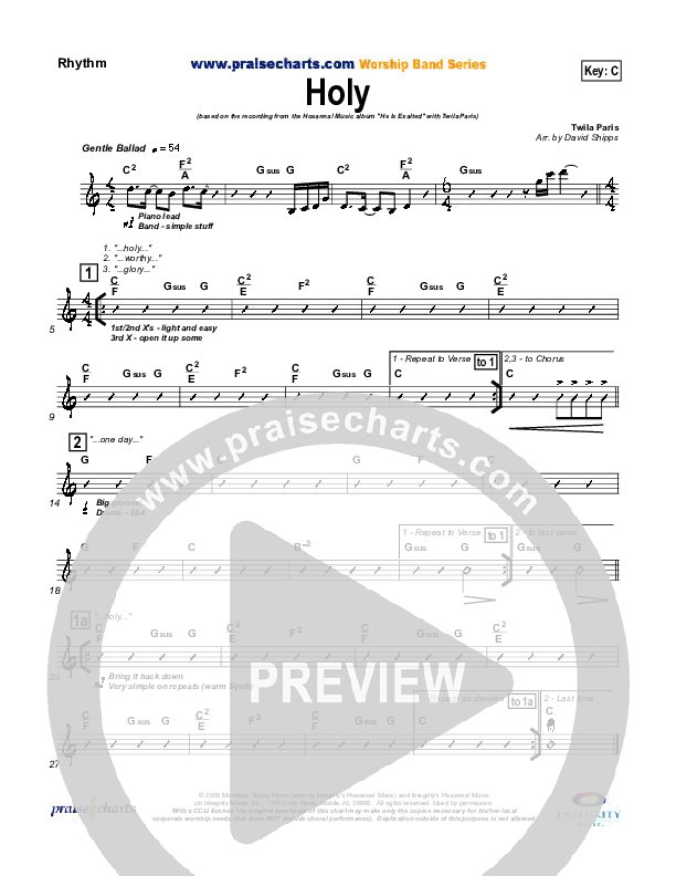 Holy Rhythm Chart (Twila Paris)