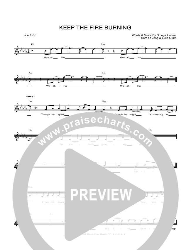 Keep The Fire Burning Sheet Music PDF (Parachute Band) PraiseCharts