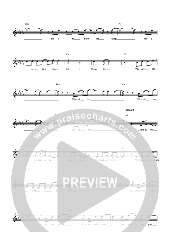 Keep The Fire Burning Lead Sheet (Parachute Band)