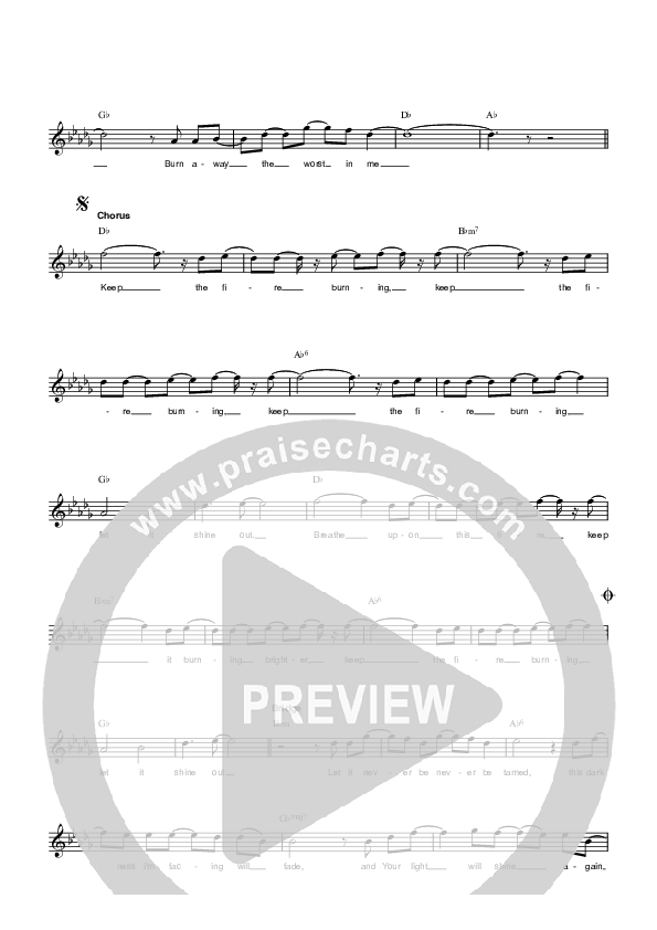 Keep The Fire Burning Lead Sheet (Parachute Band)