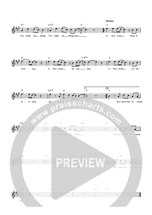 In Your Name Lead Sheet (Parachute Band)