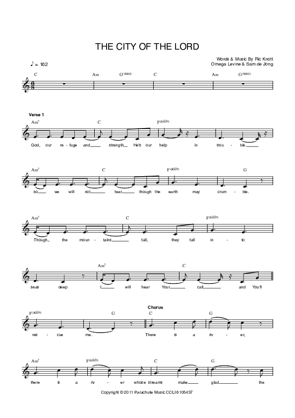 The City Of The Lord Lead Sheet (Parachute Band)