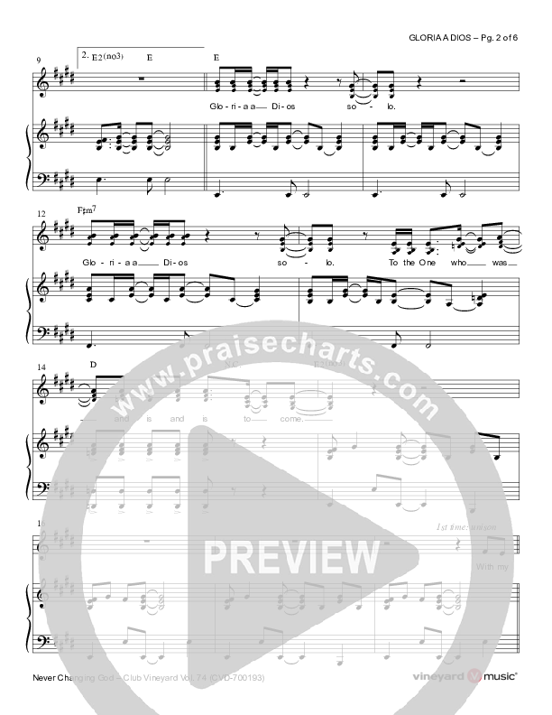 Gloria A Dios Piano/Vocal (Miami Vineyard)