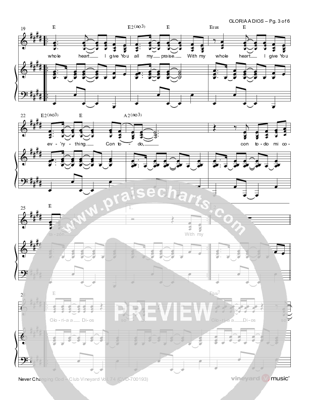 Gloria A Dios Piano/Vocal (Miami Vineyard)