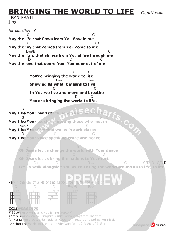 Bringing The World Chord Chart (Vineyard Worship)