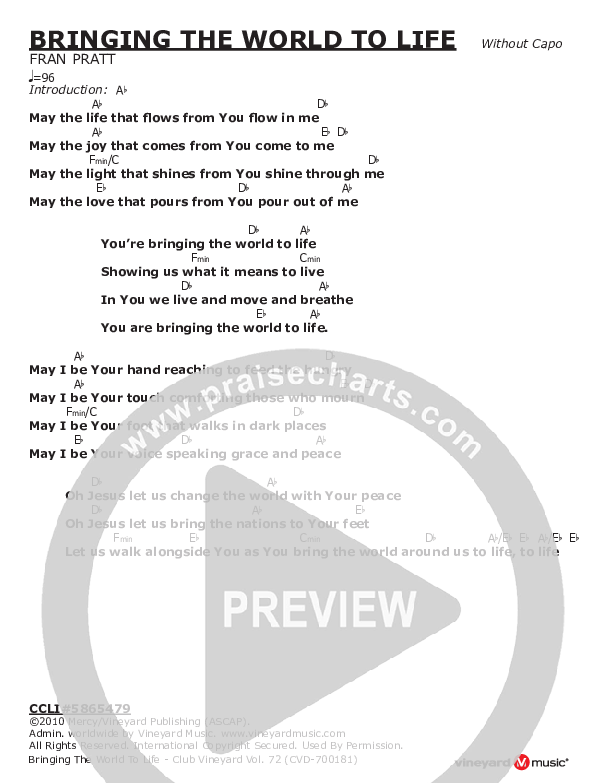 Bringing The World Chord Chart (Vineyard Worship)