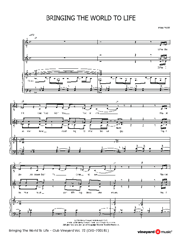 Bringing The World Piano/Vocal (Vineyard Worship)