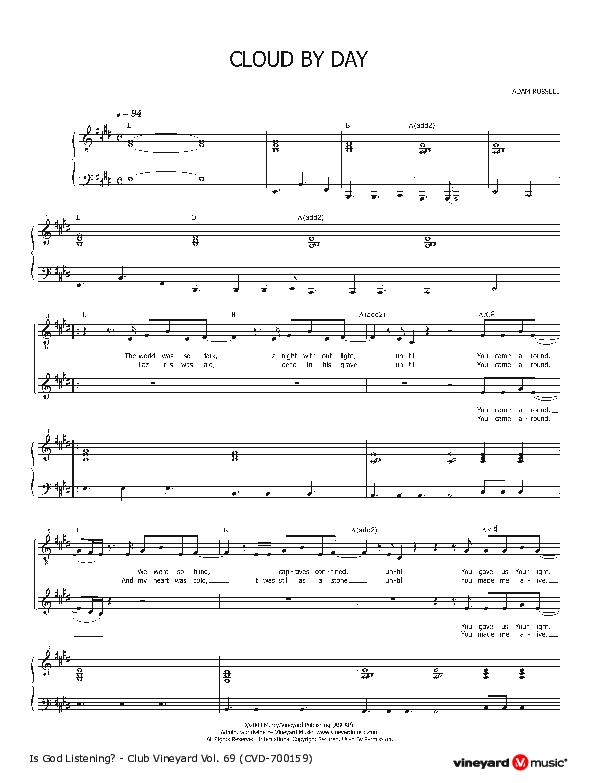 Cloud By Day Lead & Piano (Vineyard Worship)