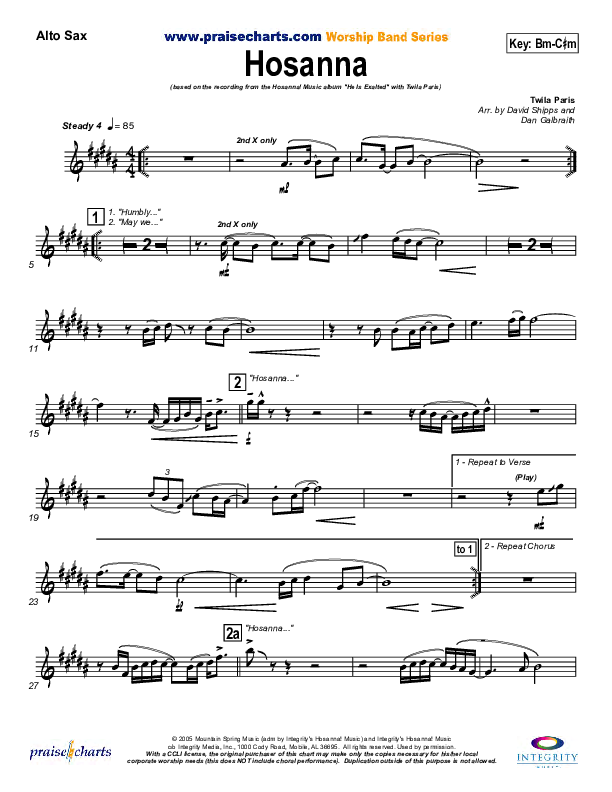 Hosanna Alto Sax (Twila Paris)