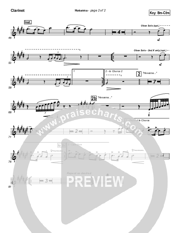 Hosanna Clarinet (Twila Paris)