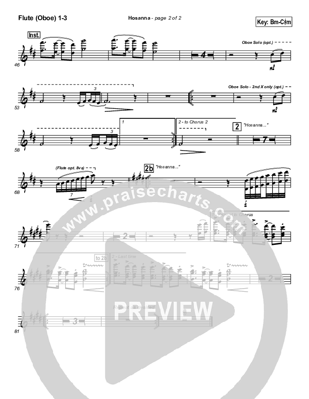 Hosanna Flute/Oboe 1/2/3 (Twila Paris)