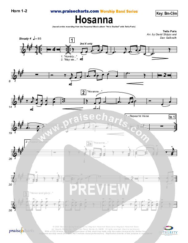 Hosanna French Horn 1/2 (Twila Paris)