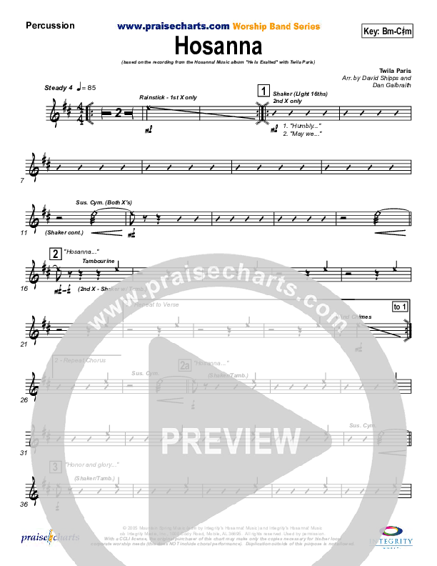 Hosanna Percussion (Twila Paris)