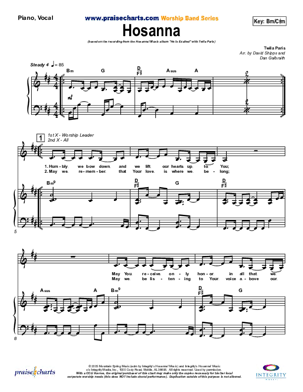 Hosanna Piano/Vocal & Lead (Twila Paris)