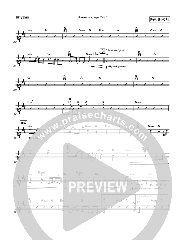 Hosanna Rhythm Chart (Twila Paris)