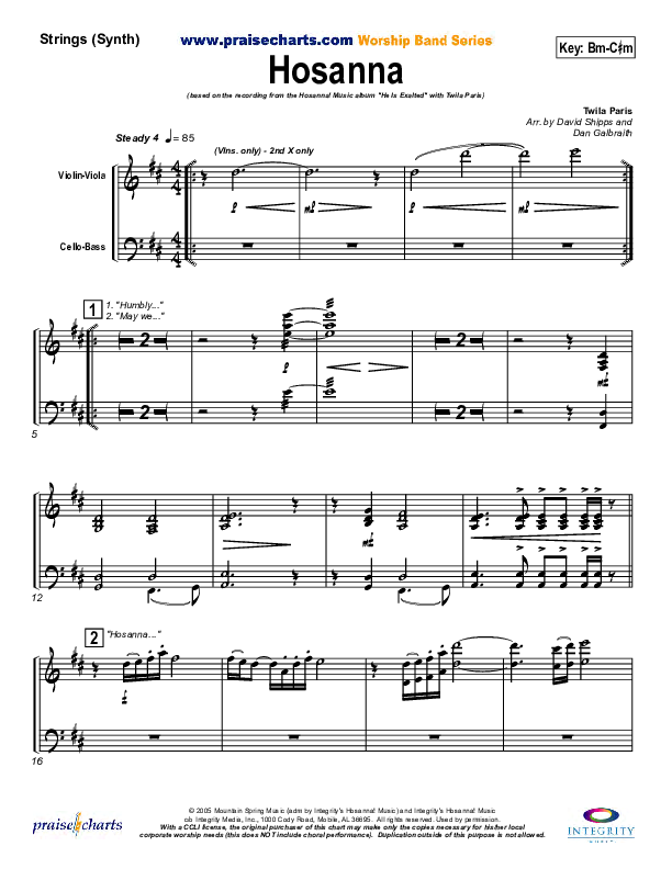 Hosanna Synth Strings (Twila Paris)