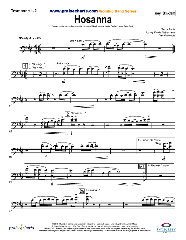 Hosanna Trombone 1/2 (Twila Paris)