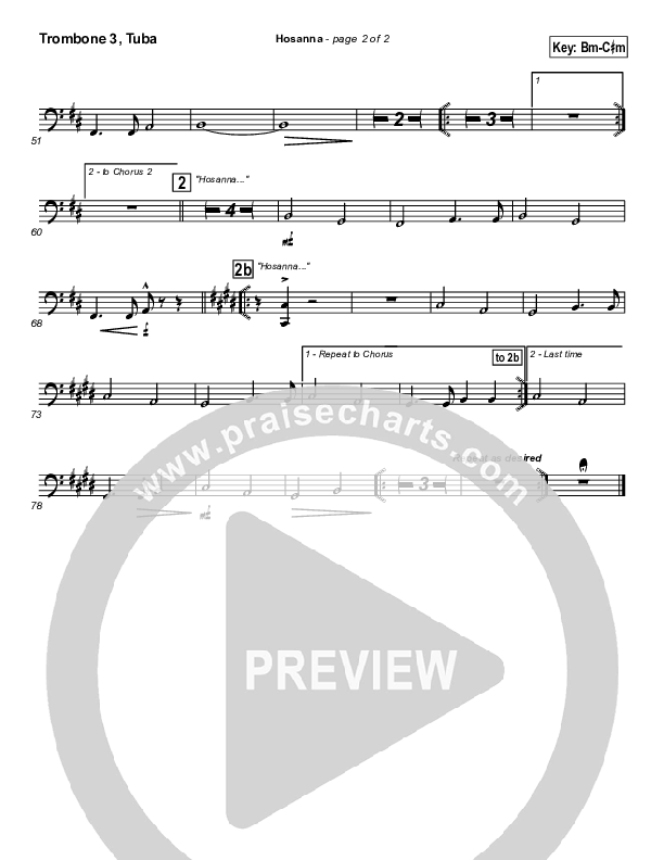 Hosanna Trombone 3/Tuba (Twila Paris)
