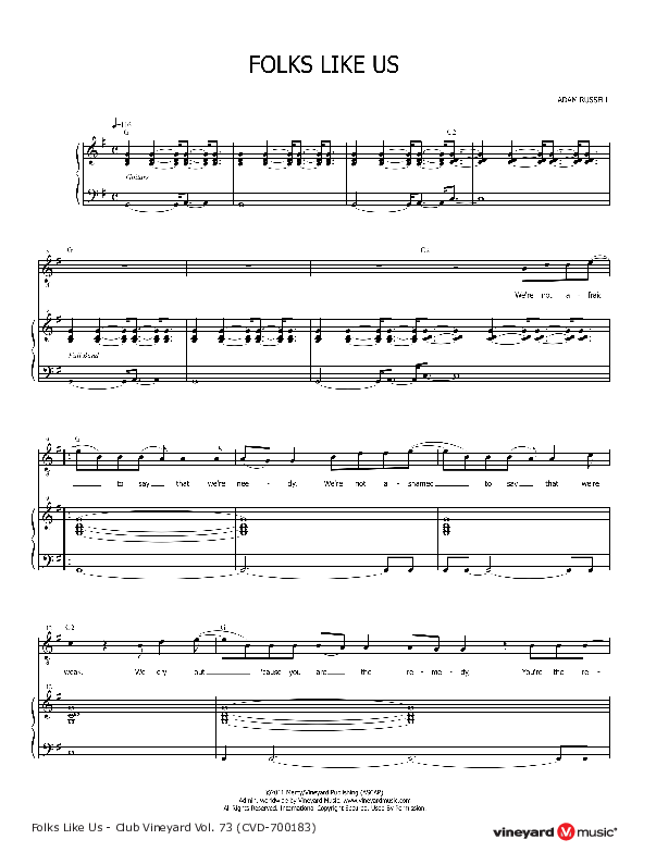 Folks Like Us Lead & Piano (Vineyard Worship)