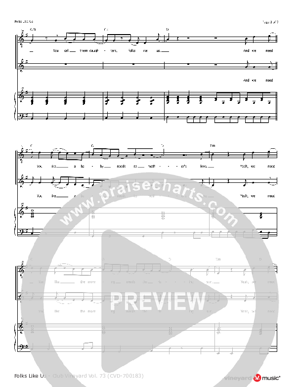 Folks Like Us Lead & Piano (Vineyard Worship)