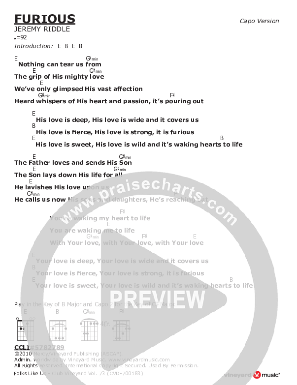 Furious Chord Chart (Vineyard Worship)