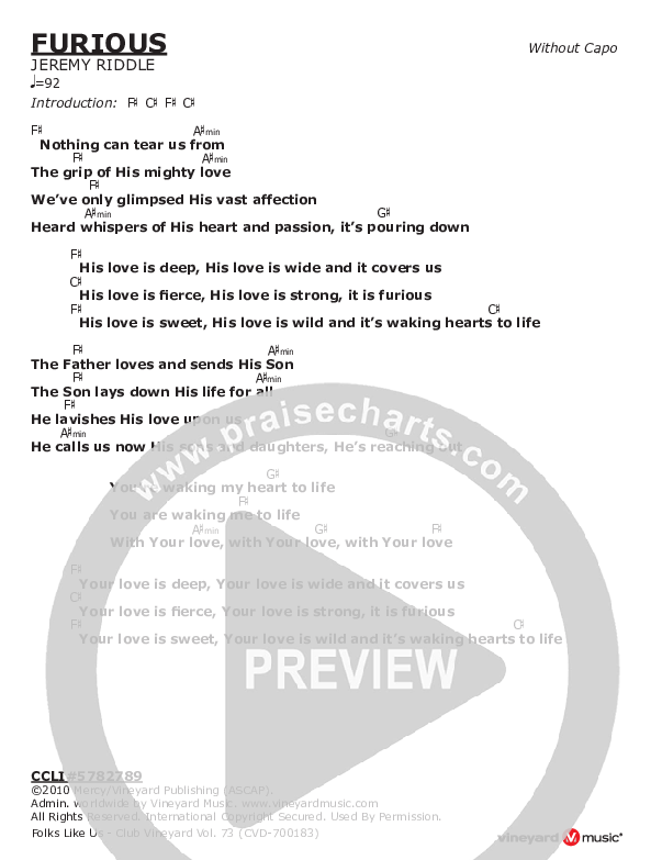 Furious Chord Chart (Vineyard Worship)