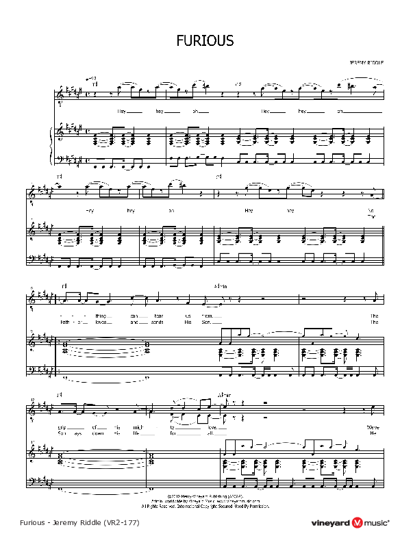 Furious Piano/Vocal (Vineyard Worship)