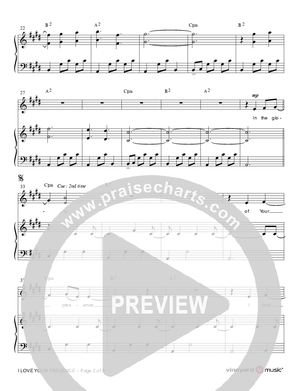 I Love Your Presence Lead & Piano (Vineyard Worship)