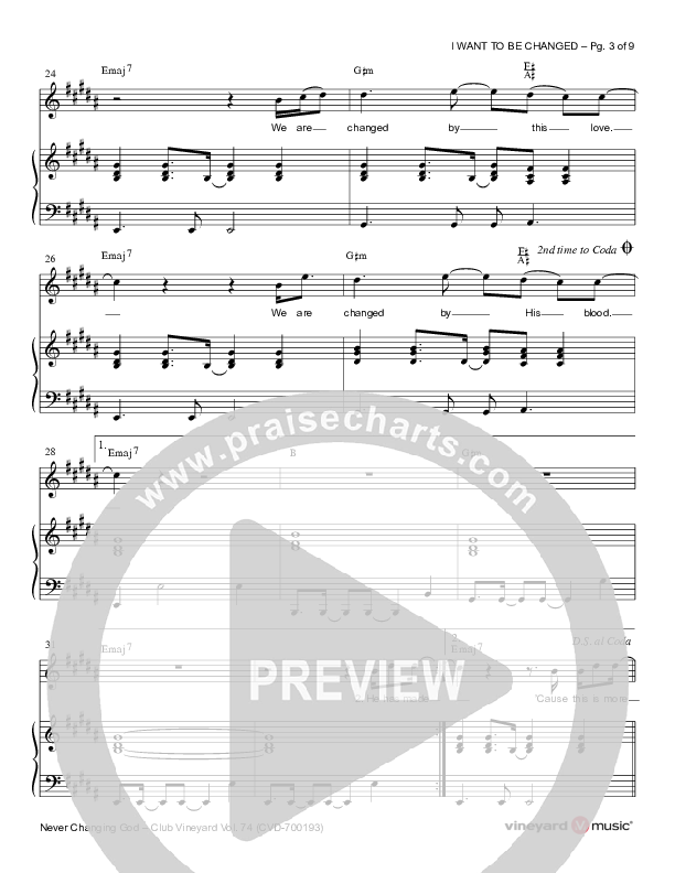 I Want To Be Changed Lead & Piano (Vineyard Worship)