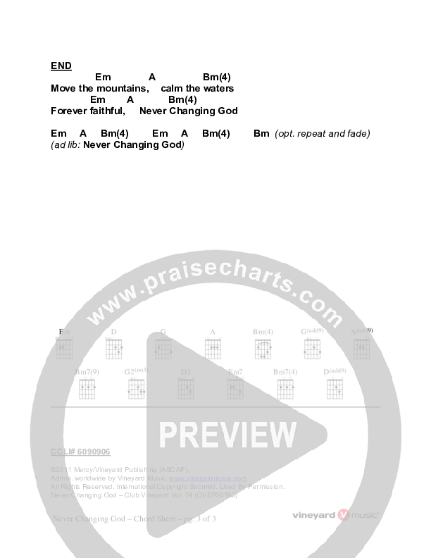 Never Changing God Chords & Lyrics (Vineyard Worship)