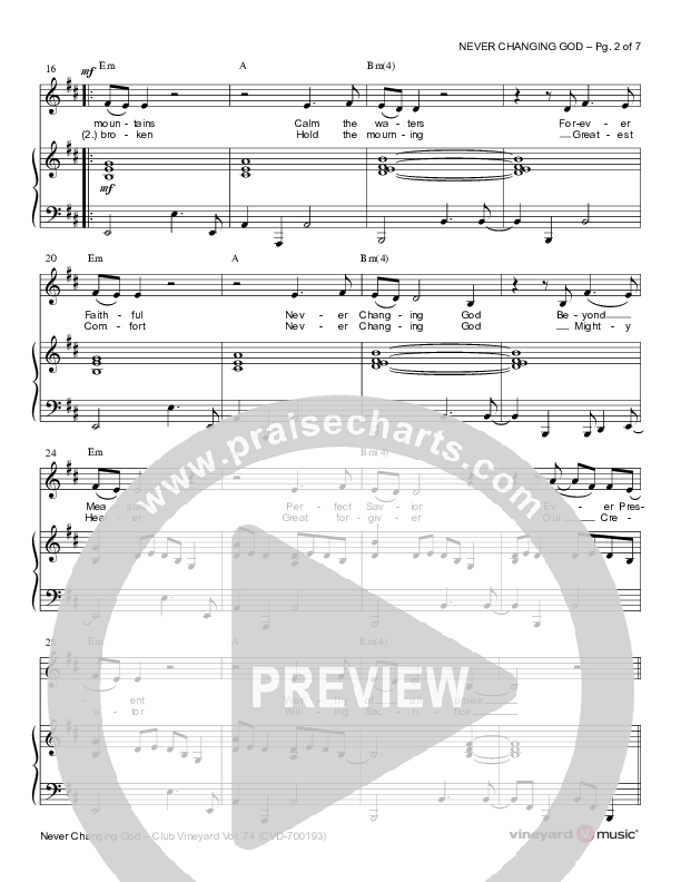 Never Changing God Lead & Piano (Vineyard Worship)