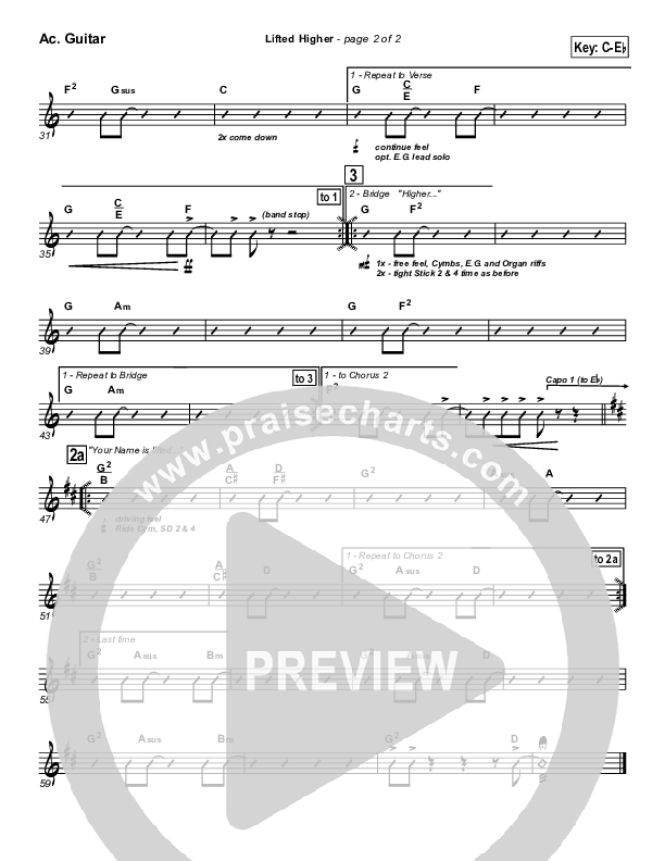 Lifted Higher Acoustic Guitar (Twila Paris)