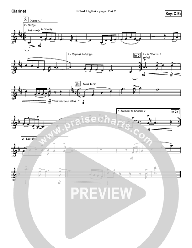 Lifted Higher Clarinet (Twila Paris)