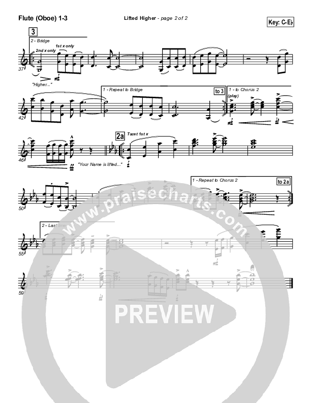 Lifted Higher Flute/Oboe 1/2/3 (Twila Paris)