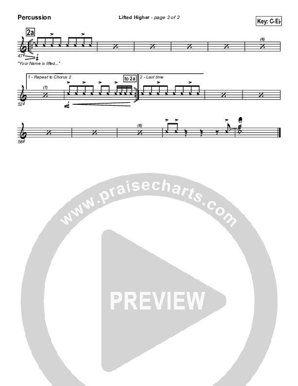 Lifted Higher Percussion (Twila Paris)