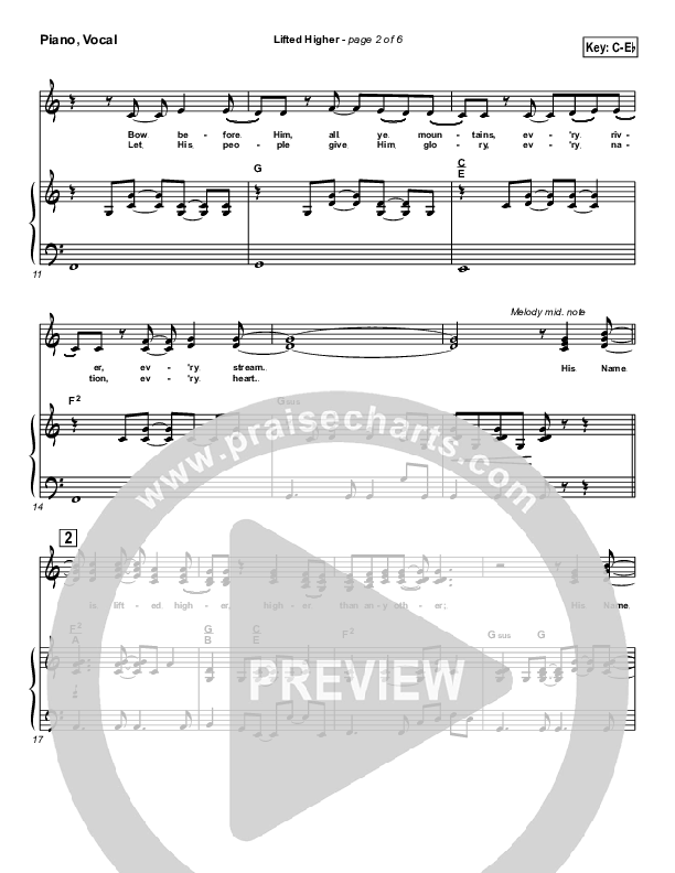 Lifted Higher Lead & Piano (Twila Paris)