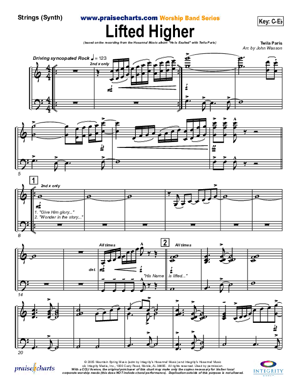 Lifted Higher Synth Strings (Twila Paris)