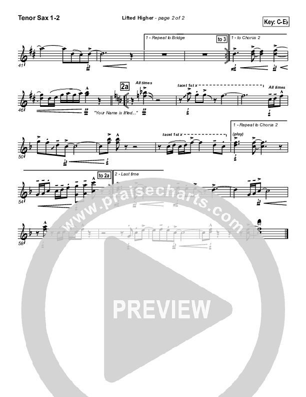 Lifted Higher Tenor Sax 1/2 (Twila Paris)