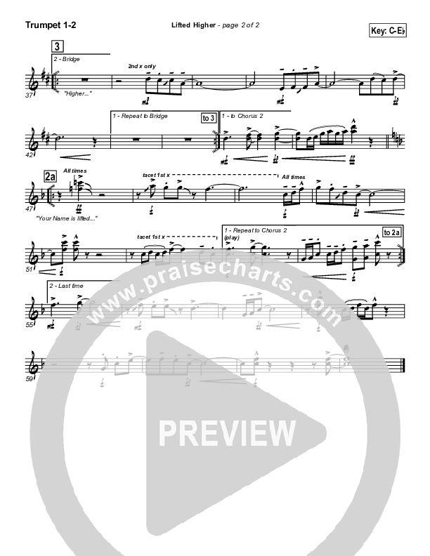 Lifted Higher Trumpet 1,2 (Twila Paris)