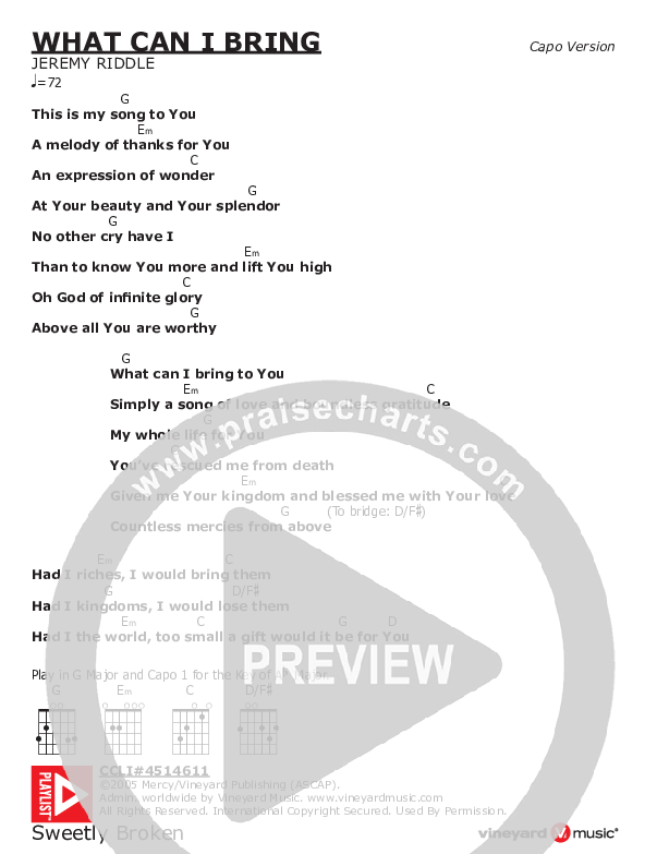 What Can I Bring Chord Chart (Vineyard Worship)