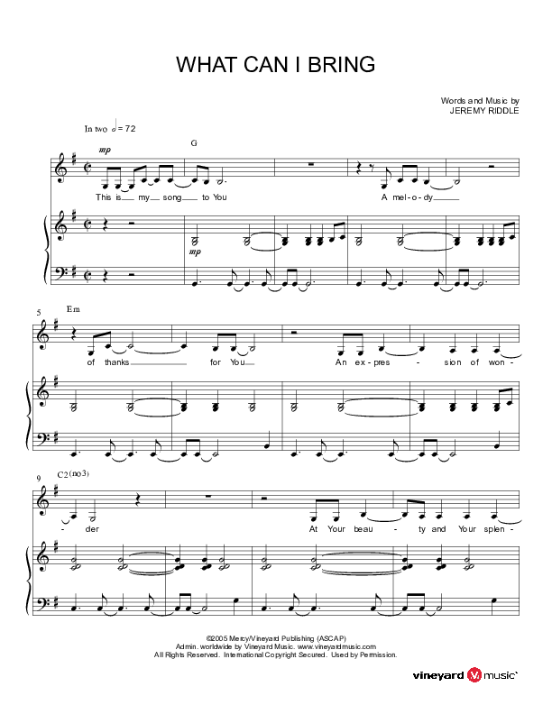What Can I Bring Piano/Vocal (Vineyard Worship)