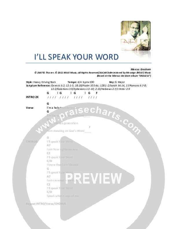 I'll Speak Your Word Chords & Lyrics (Marcus Gresham)