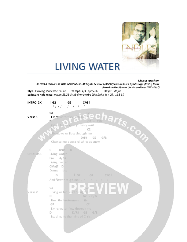 Living Water Chord Chart (Marcus Gresham)