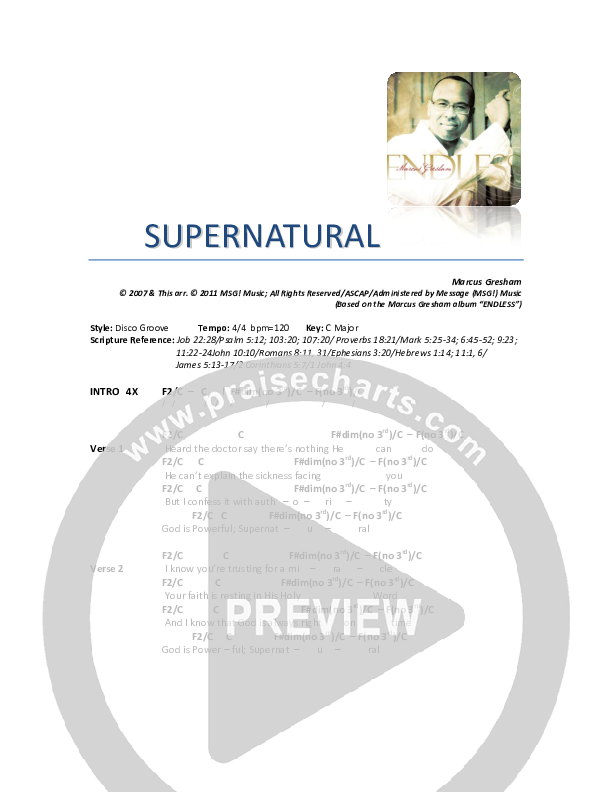 Supernatural Chords & Lyrics (Marcus Gresham)