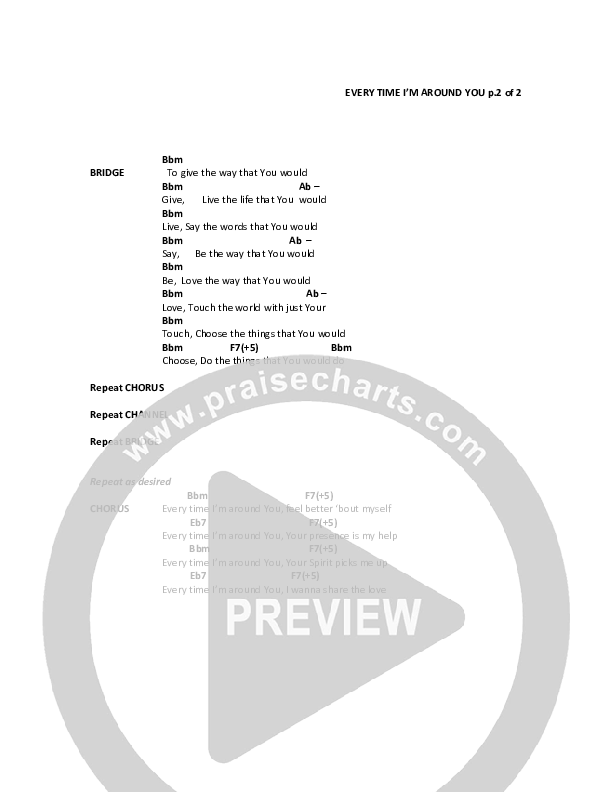 Everytime I'm Around You Chord Chart (Marcus Gresham)