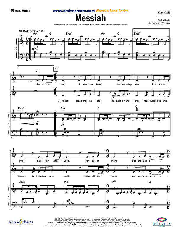 Messiah Piano/Vocal (Twila Paris)